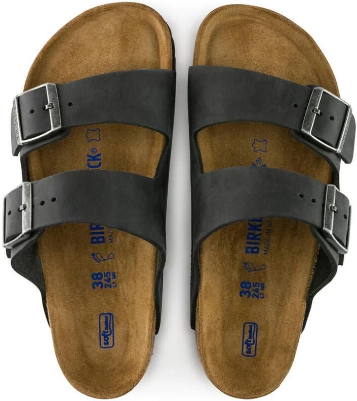 Birkenstock Arizona Zwarte Leren Sandalen Black Heren