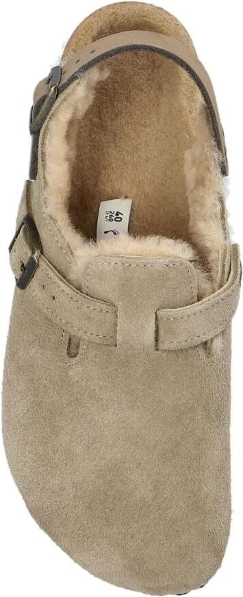 Birkenstock Beige Suède Sandalen met Shearling Voering Beige Dames