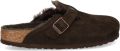 Birkenstock slipper BOSTON Shearling Mocca Suede Leather narrow - Bruin