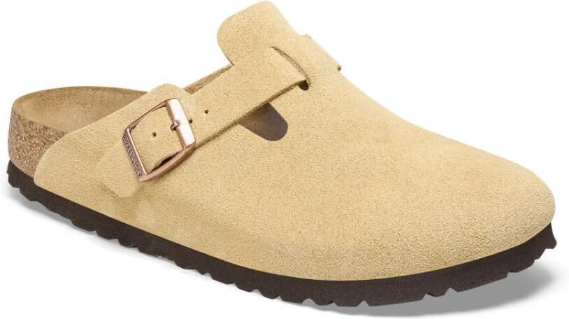 Birkenstock Beige Sandalen met Suède Bovenwerk en Verstelbare Metalen Gesp Beige Dames