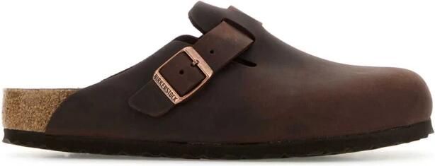 Birkenstock Bruin lederen Boston pantoffels
