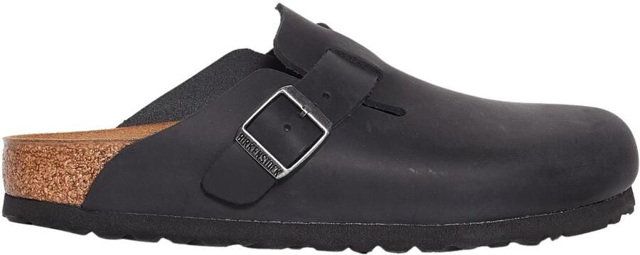 Birkenstock Boston Black narrow Fettleder Oiled Leather Unisex Pantoffels Zwart