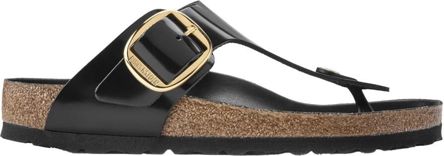 Birkenstock Damessandalen Gizeh Big Buckle Natural Leather Patent Large Zwart Dames