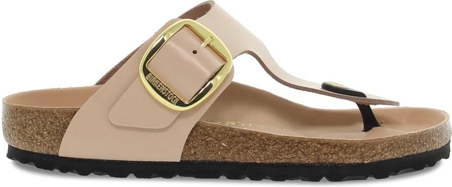 Birkenstock Beige Leren Platte Sandalen met Gesp Beige Dames