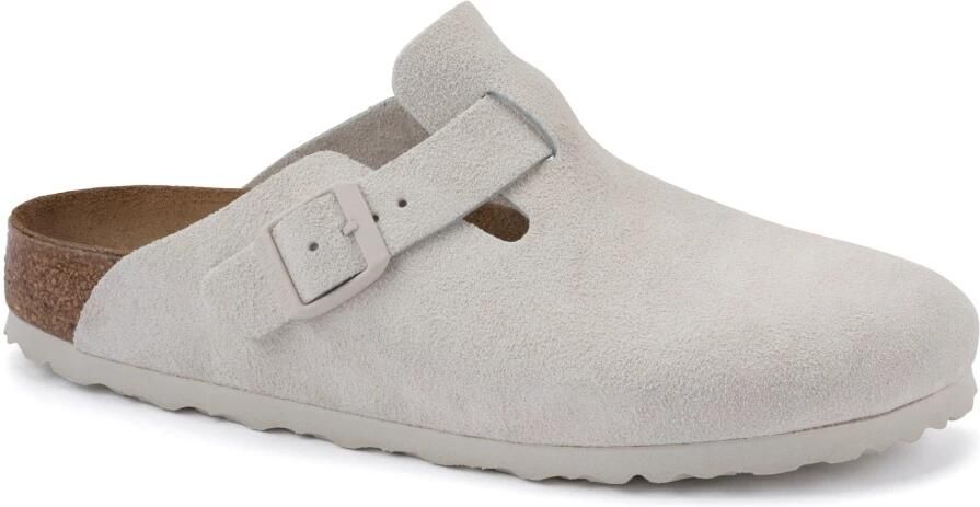 Birkenstock Slippers Boston Suede Antique White