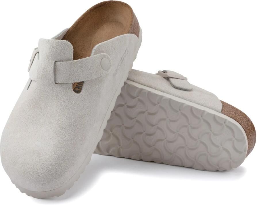 Birkenstock Slippers Boston Suede Antique White - Foto 3