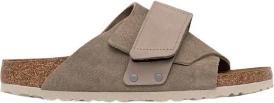 Birkenstock Anatomische Leren Sandalen met Klittenbandsluiting Beige Heren