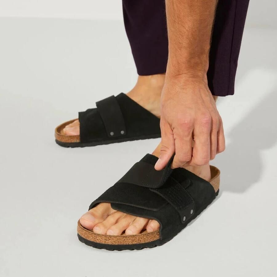 Birkenstock Suede Kyoto Sandalen met Verstelbare Sluiting Zwart Dames - Foto 5