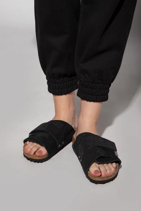 Birkenstock Suede Kyoto Sandalen met Verstelbare Sluiting Zwart Dames - Foto 8