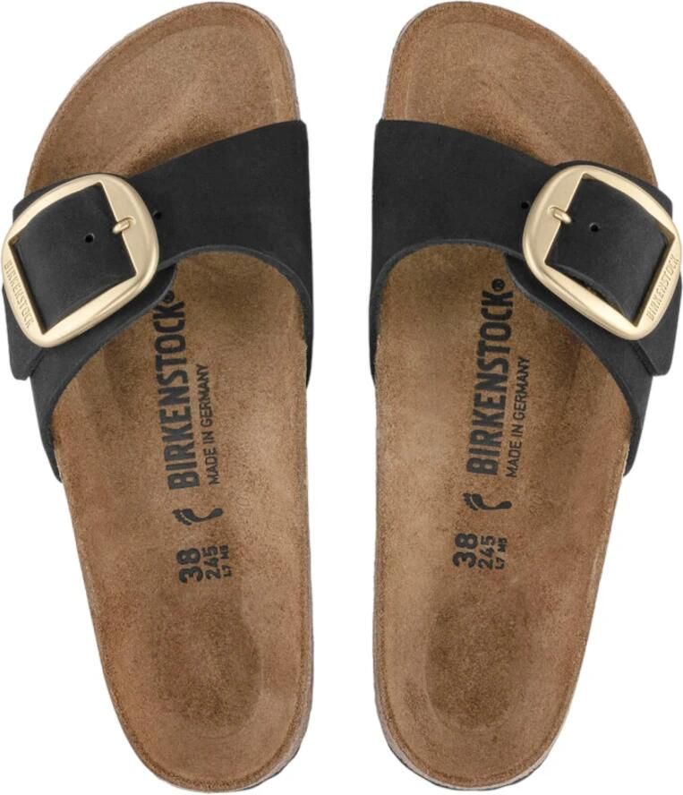 BIRKENSTOCK Slippers Dames Madrid Big Buckle Nubuck Zwart - Foto 8