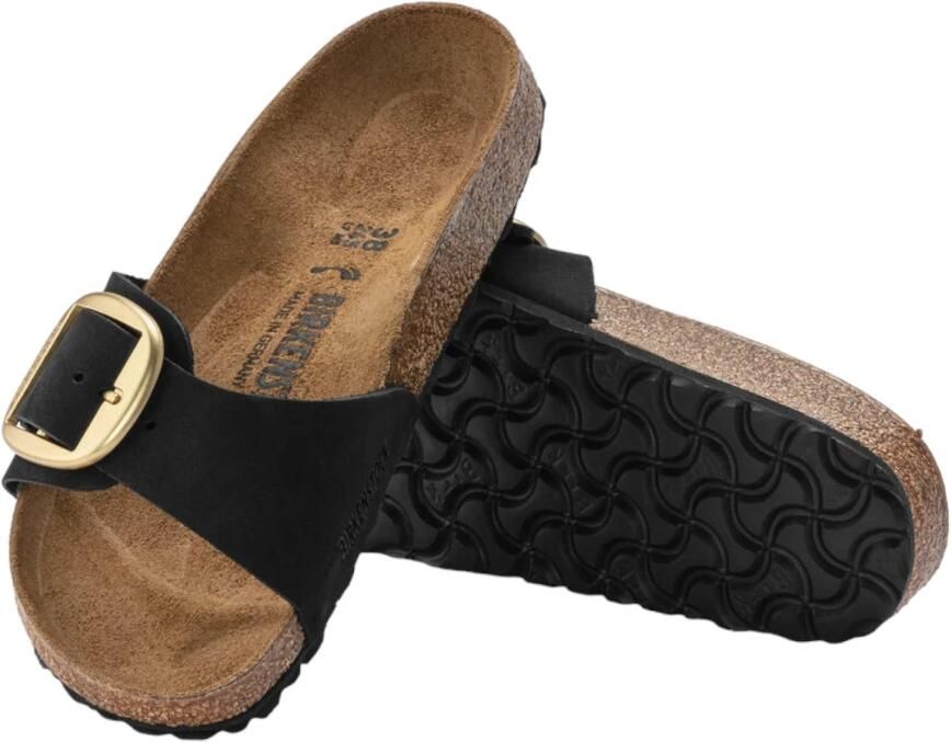 BIRKENSTOCK Slippers Dames Madrid Big Buckle Nubuck Zwart - Foto 9