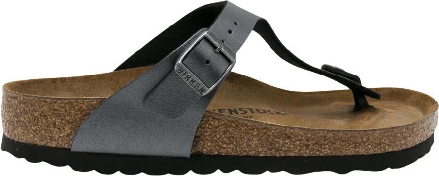 Birkenstock Gizeh Dames Slippers Metallic Black Regular fit | Zwart | Imitatieleer