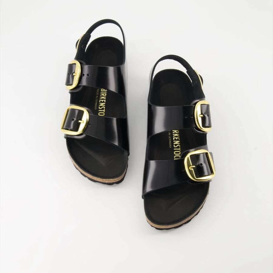 BIRKENSTOCK Slippers Dames Milano Big Buckle Dames Maat: 38 Materiaal: Leer Kleur: Zwart - Foto 4
