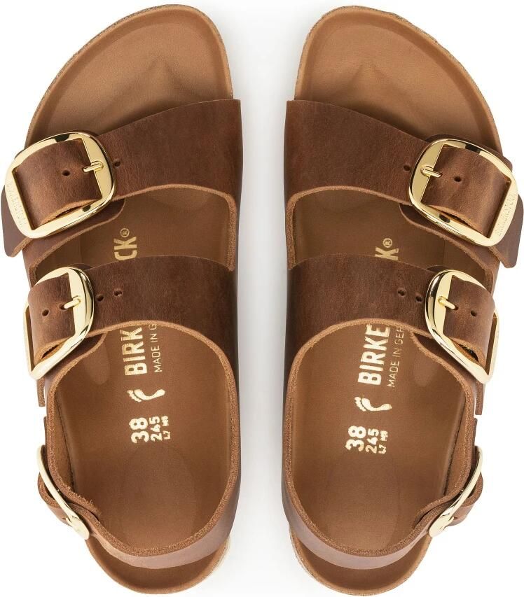 BIRKENSTOCK Sandalen Dames Milano Big Buckle Leer Cognac - Foto 3