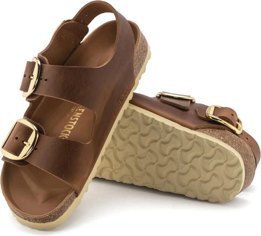 BIRKENSTOCK Sandalen Dames Milano Big Buckle Leer Cognac - Foto 4