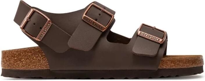 Birkenstock Milano Sandalen Dark Brown Regular-fit Bruin Imitatieleer