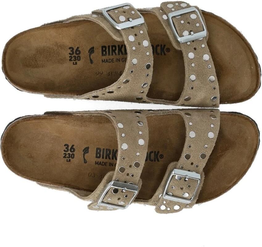BIRKENSTOCK Teenslippers Dames Arizona Rivet Border Maat: 36 Materiaal: Suède Kleur: Beige - Foto 3