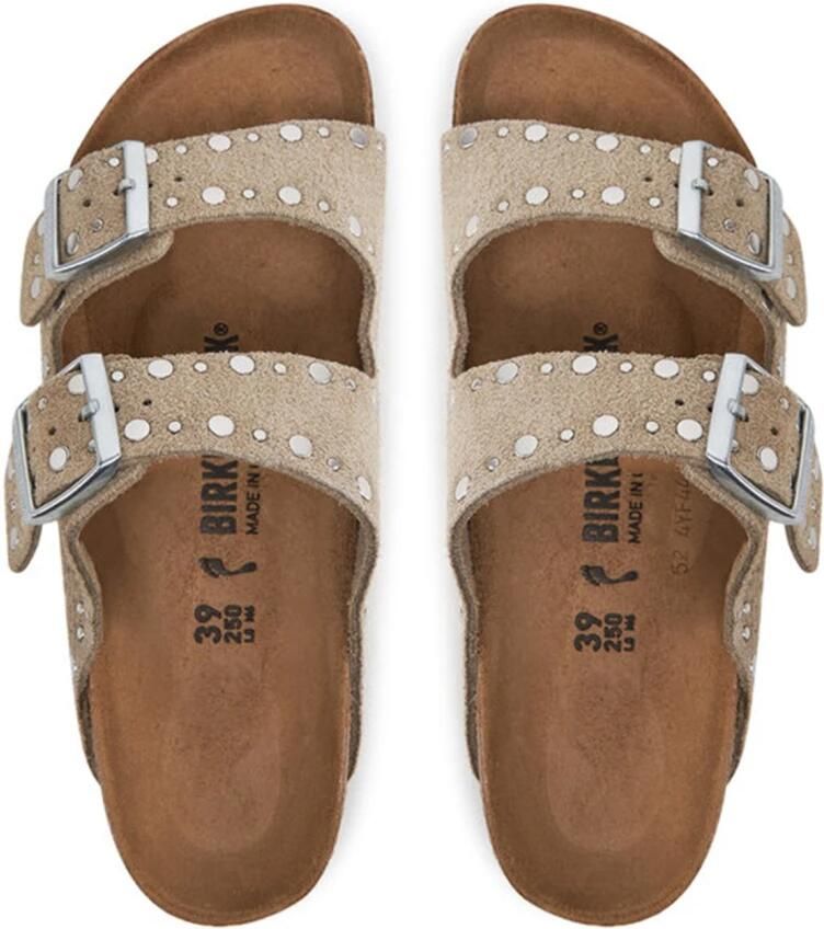 Birkenstock Low-Top Sneakers Sandale Arizona Rivet Border aus Veloursleder in taupe