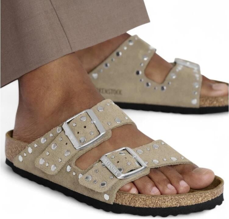 Birkenstock Low-Top Sneakers Sandale Arizona Rivet Border aus Veloursleder in taupe - Foto 9