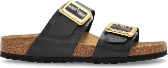 BIRKENSTOCK Slippers Dames Sydney Cushion Buckle Leatherlook Zwart - Foto 5