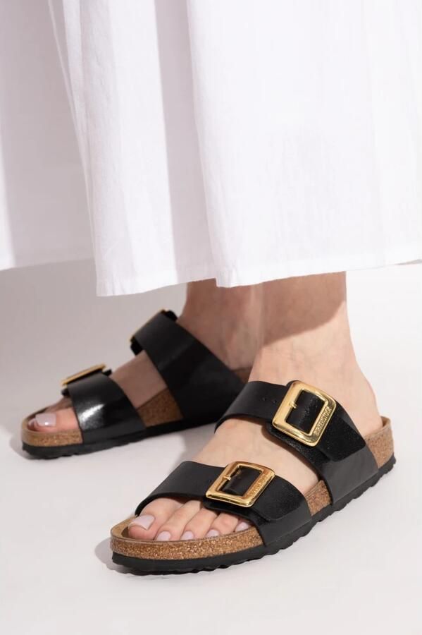 BIRKENSTOCK Slippers Dames Sydney Cushion Buckle Leatherlook Zwart - Foto 6