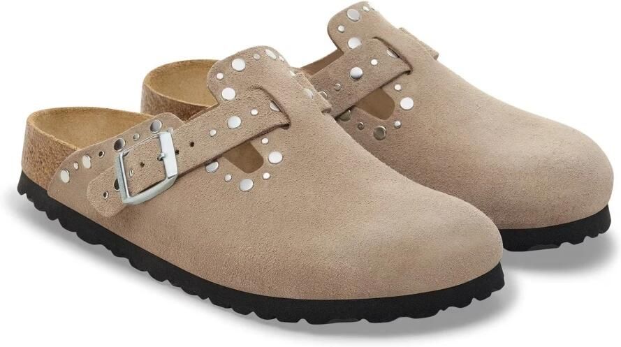 BIRKENSTOCK Instappers Dames Boston Rivet Suède Taupe