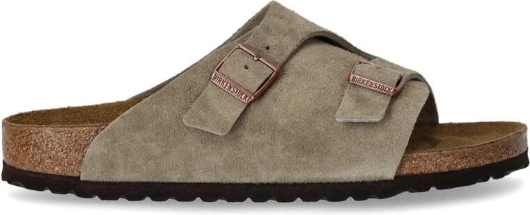 Birkenstock Suède Kurk Sandalen Verstelbare Gesp Sluiting Beige
