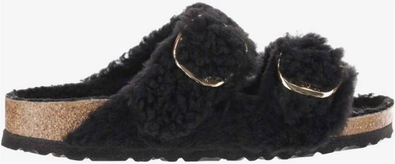 Birkenstock Arizona Teddy Bont Big Buckle Muiltjes Black Dames