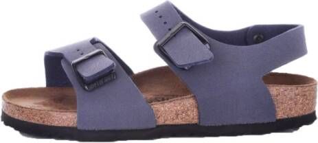 Birkenstock Blauwe Junior Logo Sandalen Rubberen Zool Blue Dames