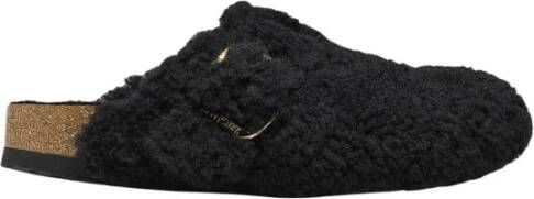 Birkenstock Zwarte Bont Slipper met Band Black Dames