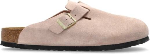Birkenstock Suède Muiltjes met Zijgesp Sluiting Pink