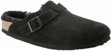 Birkenstock Boston Black narrow Shearling Veloursleder Suede Dames Pantoffels Zwart - Foto 11