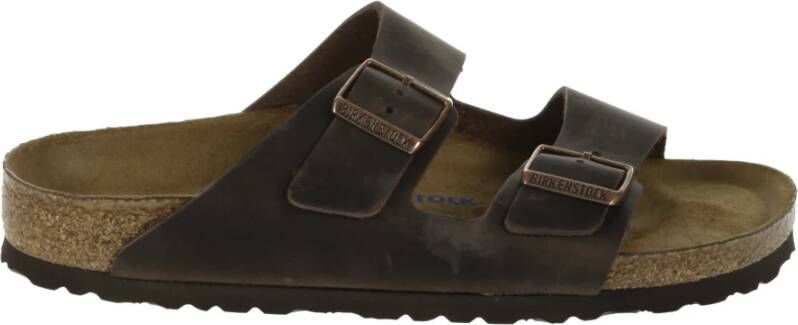 Birkenstock Bruin Leren Sandaal met Metalen Gesp Brown Heren
