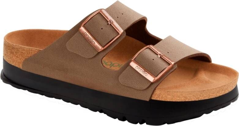 Birkenstock Bruine Vegan Leren Plateau Sandaal Brown Dames