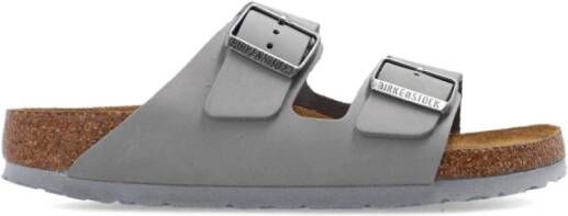 Birkenstock Comfort Lederen Slippers Gray Dames
