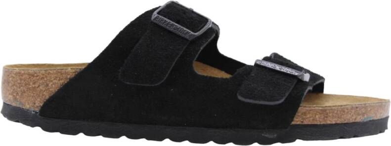 Birkenstock Zwarte Leren Sandalen Unisex Lage Stijl Black - Foto 3