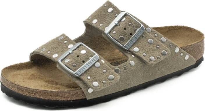 BIRKENSTOCK Teenslippers Dames Arizona Rivet Border Maat: 36 Materiaal: Suède Kleur: Beige - Foto 3