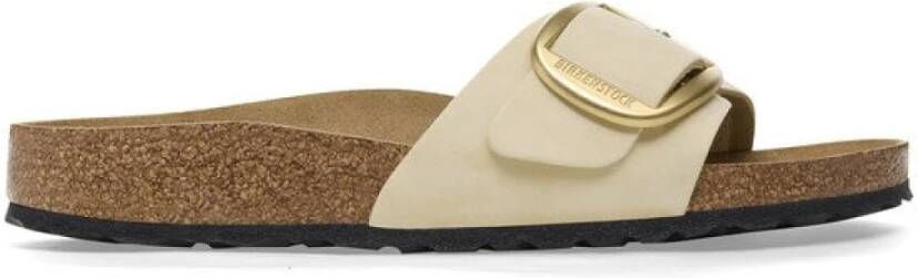 Birkenstock Elegante Big Buckle Nubuck Leren Sandaal Beige Dames