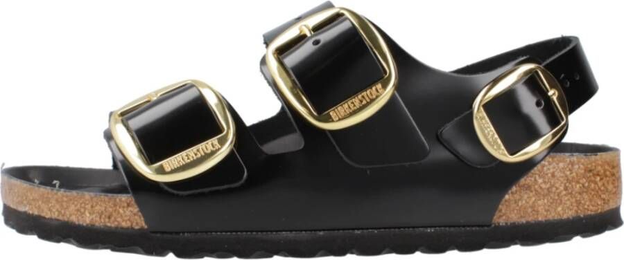BIRKENSTOCK Slippers Dames Milano Big Buckle Dames Maat: 38 Materiaal: Leer Kleur: Zwart - Foto 3