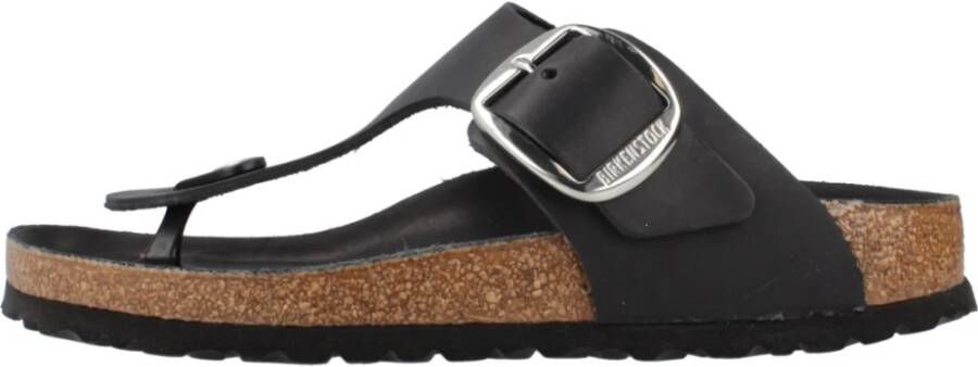 Birkenstock Zwarte Gizeh Big Buckle Slides Black Dames