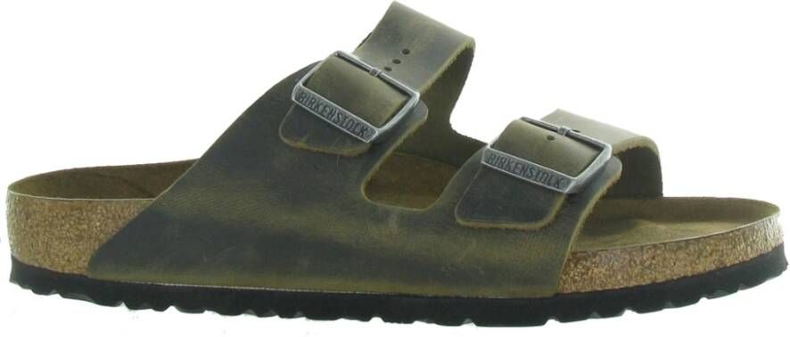 Birkenstock Slipper Arizona 1019313 Khaki Groen Vet Leer Normaal Zacht Voetbed - Foto 5