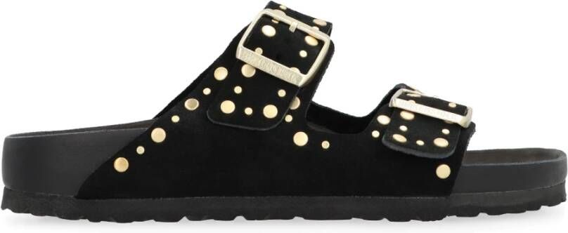 Birkenstock Gespenkte Suède Slippers Black Dames