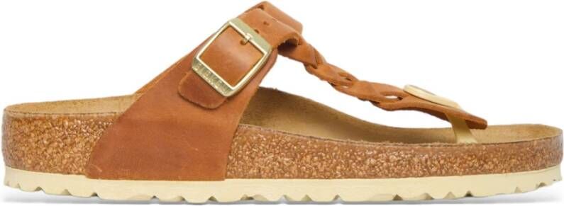 Birkenstock Gevlochten Cognac Geoliede Sandalen Brown Dames