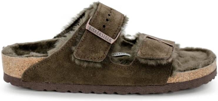 Birkenstock Sandalen Arizona Shearling Lined Suede Two-Strap Sandals in bruin - Foto 4