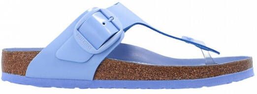 Birkenstock Gizeh Big Buckle Natural Leather Patent Sandals Blauw Dames