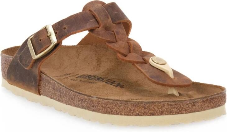 Birkenstock Gizeh Gevlochten Cognac Geolied Calz S Bruin Dames