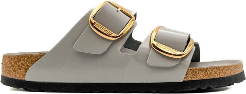 Birkenstock Grijze Glanzende Leren Sandalen Collectie Ss25 Gray Dames