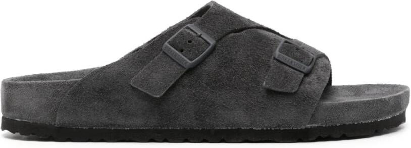 Birkenstock Grijze suède sandalen met verstelbare gespen