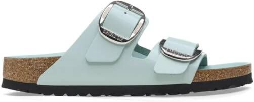 Birkenstock Groene Leren Gesp Sandaal Green Dames