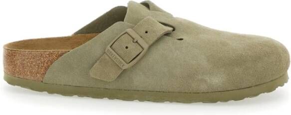 Birkenstock Groene Leren Muiltjes met Voor Gesp Green Dames